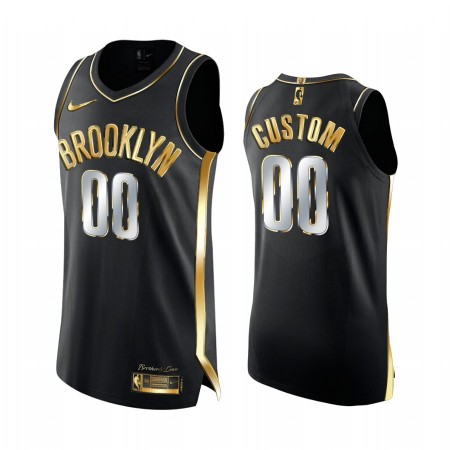 Maillot Basket Brooklyn Nets Personnalisé 2020-21 Noir Golden Edition Swingman - Homme